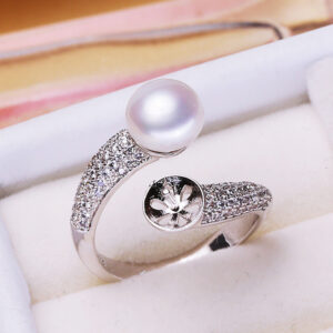 S925 Sterling Silver Pearl Ring With Two Beads
